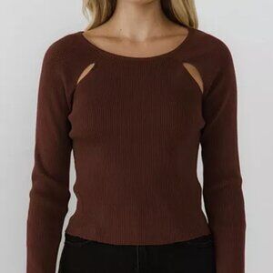 endless rose Women's Double Cut Out Knit Top